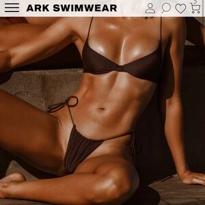 ARK SWIMWEAR chocolate ruched bikini bottoms